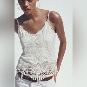 White Crochet Cami Tank Top XS